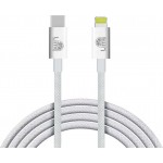 LIME LIGHTNING TO USB-C 3.4A ΦΟΡΤΙΣΗΣ-DATA DURABLE BRAIDED 1m LBCL01 30W WHITE BULK