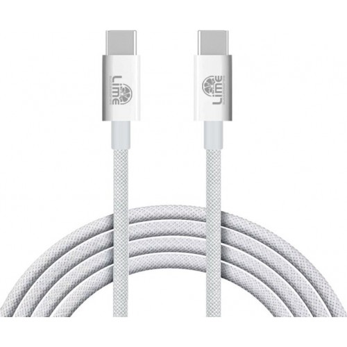 Lime Successories Lime USB-C Type C To USB-C Type C 4A ΦΟΡΤΙΣΗΣ-Data Durable Braided 1m LBCC01 68W White BULK