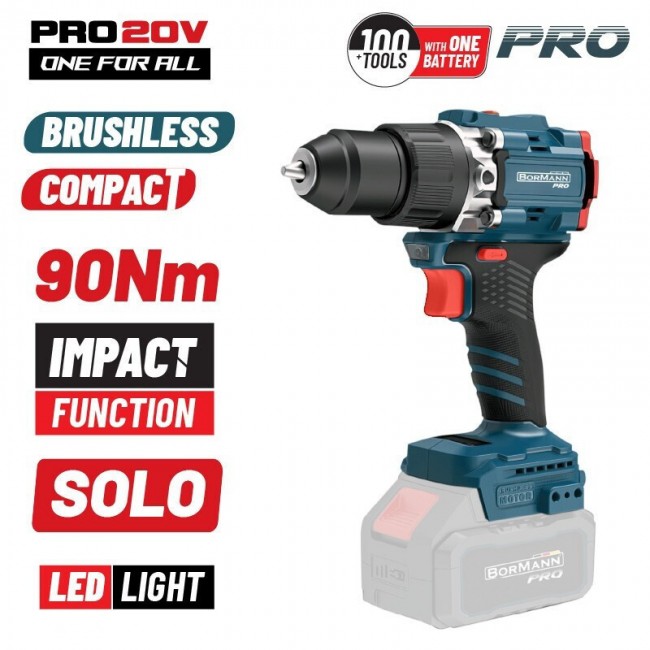 BORMANN Pro BBP5325 Δραπαν/βιδο Κρουστικό,Compact,Brushless Μπαταρίας 20V,Li-Ion,90Nm με 2 Ταχύτητες  * *