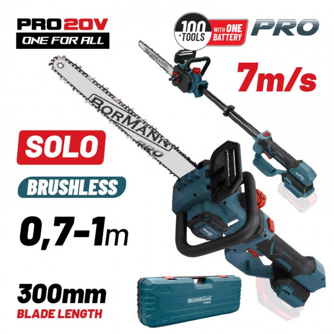 BORMANN Pro BBP3930 Κλαδευτικό Αλυσοπρίονο 20V Brushless,0.7-1m,30cm,1.9Kg,SOLO  *