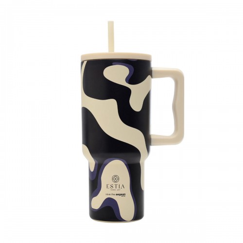 Estia 01-36249 Straw Tumbler XL Save the Aegean Ανακυκλώσιμο Handled Tumbler Θερμός Ανοξείδωτο BPA Free 900ml Bold Drift με Καλαμάκι και Λαβή *