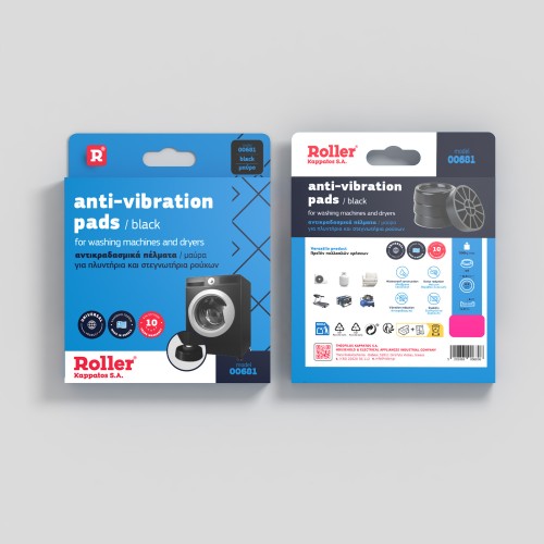 Roller Kappatos 000681 Μαύρα Αντικραδασμικά Πέλματα Πλυντηρίου/Στεγνωτηρίου από Πλαστικό 4τμχ 