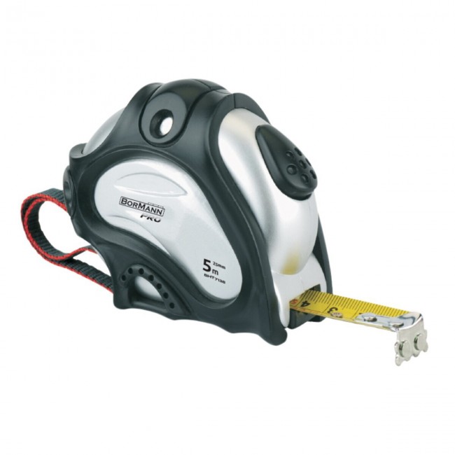 BORMANN Pro BHT7137 Μέτρο 3m x 16mm, Αυτόματου Κλειδώματος,με Επίκαλυψη Ματ, Μαγνητικός Γάτζος 