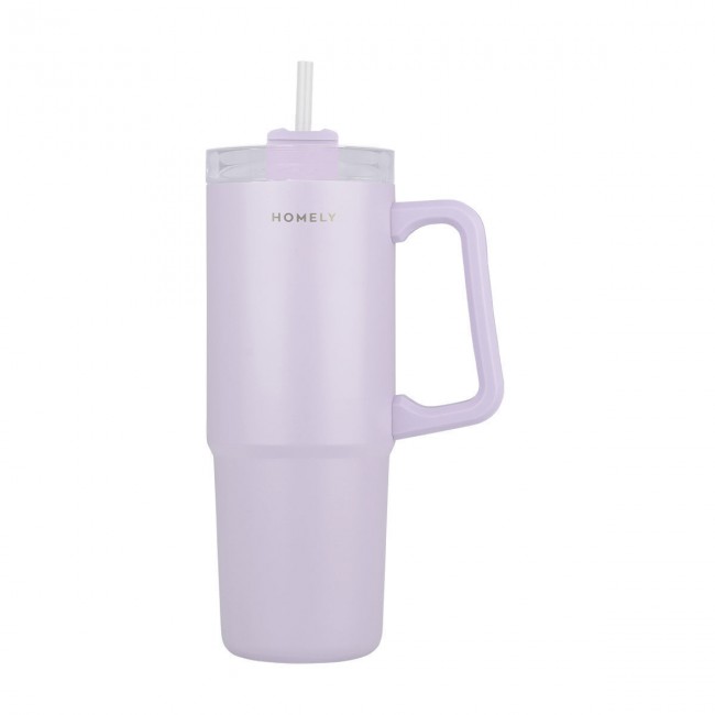 Estia 01-34528 Handled Tumbler Θερμός Ανοξείδωτο 900ml LAVENDER FOG με Καλαμάκι και Λαβή *