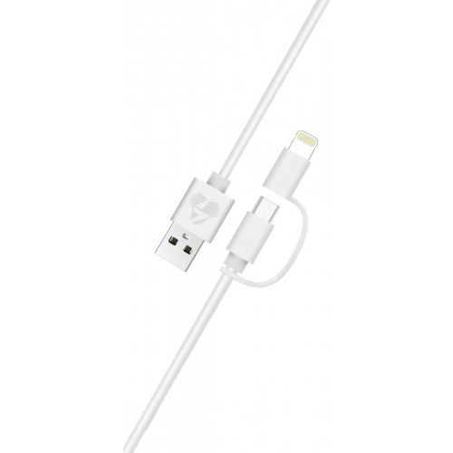 POWERTECH PT-707 καλώδιο USB σε Micro/Lightning , MFi, 2.4A, 1m, λευκό
