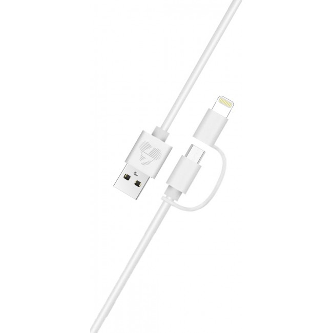 POWERTECH PT-707 καλώδιο USB σε Micro/Lightning , MFi, 2.4A, 1m, λευκό