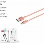 XO NB156 USB 2.0 Cable USB-C male - USB-A Ροζ 1m (16.005.0107)