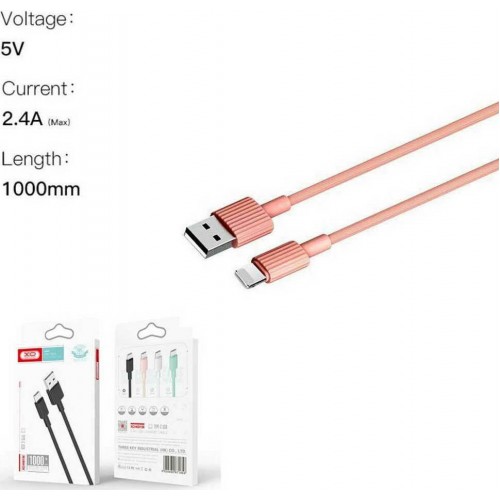 XO NB156 USB Καλώδιο Φόρτισης για Lightning Ρόζ (16.005.0103)