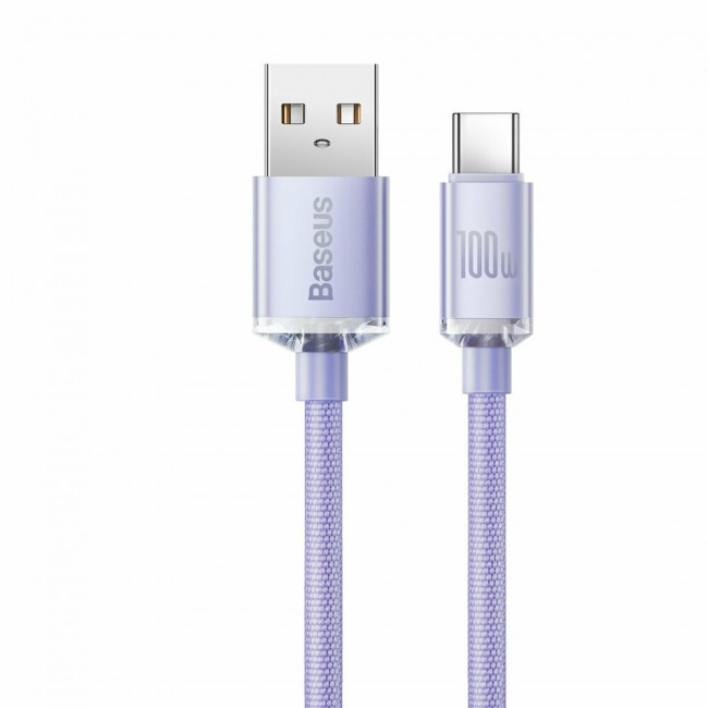 Baseus Καλώδιο USB σε USB-C Crystal Shine, 5A, 100W, 1.2m (Μοβ) CAJY000405 Baseus Καλώδιο USB σε USB-C Crystal Shine, 5A, 100W, 1.2m (Μοβ) CAJY000405