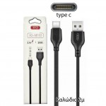 XO NB103 Flat USB 2.0 Cable USB-C male - USB-A Μαύρο 2m (16.005.0071)