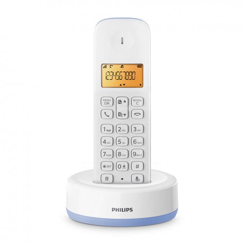 Philips D1601S-34 ασύρματο τηλέφωνο με ελληνικό μενού, λευκό-μπλε