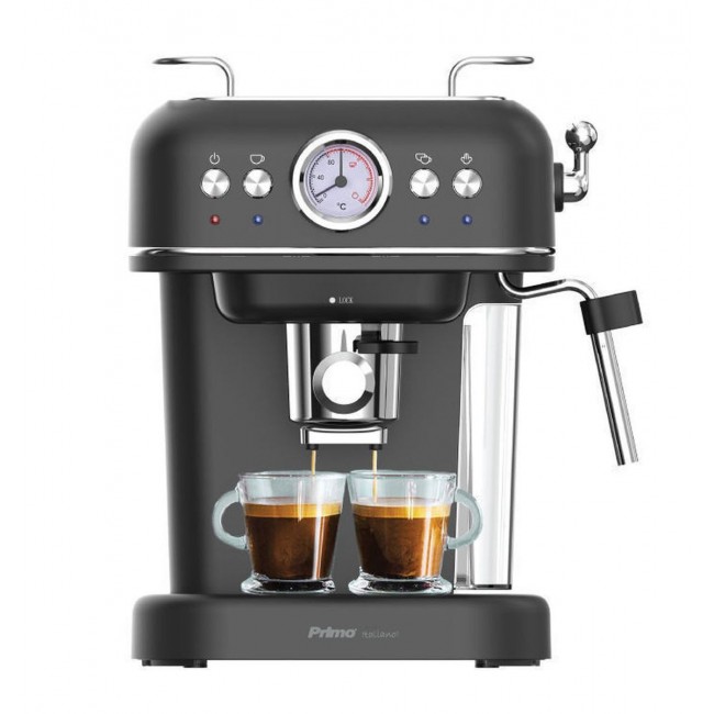 Primo PREM-40444 Μηχανή Espresso 1050W Πίεσης 20bar Μαύρη-Chrome *