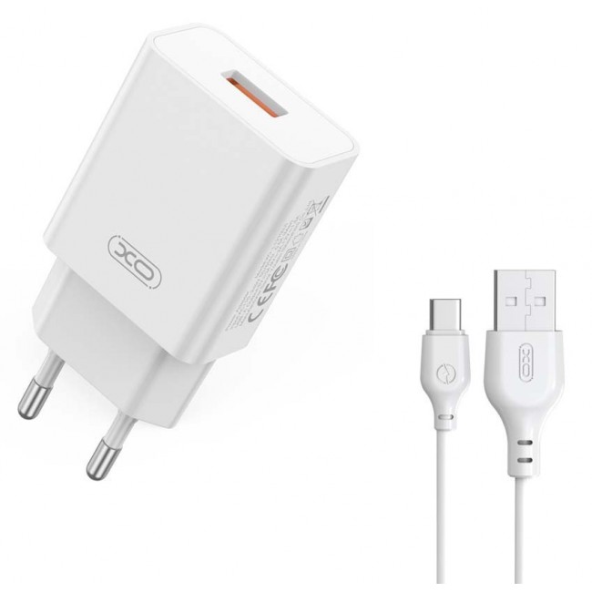 XO L127 USB-A QC18W Φορτιστής Γρήγορης Φόρτισης με Type-C Καλώδιο (16.006.0290)