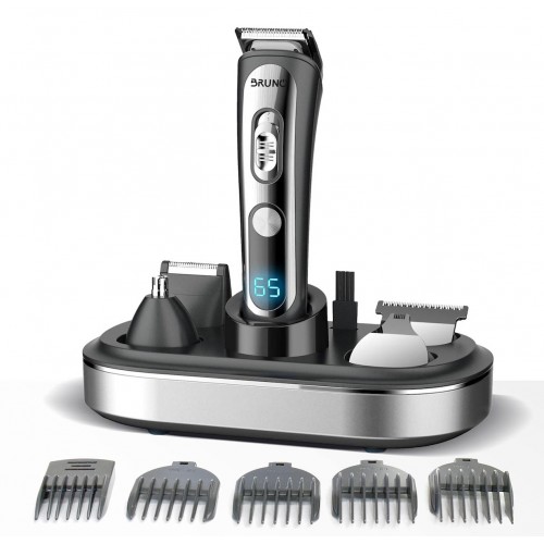 BRUNO BRN-0221 Κουρευτική/Ξυριστική μηχανή 5 σε 1, επαναφορτιζόμενη, ψηφιακή ένδειξη, σετ 16τμχ, black-Inox*