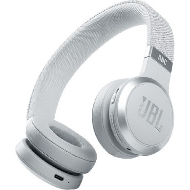 JBL Live 460NC Λευκά Ασύρματα / Ενσύρματα On Ear Ακουστικά με 50 ώρες Λειτουργίας και Quick Charge 
