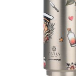 Estia 01-31282 Travel Cup Save the Aegean Ανακυκλώσιμο Μπουκάλι Θερμός Ανοξείδωτο / Πλαστικό BPA Free 500ml Old School με Καλαμάκι *