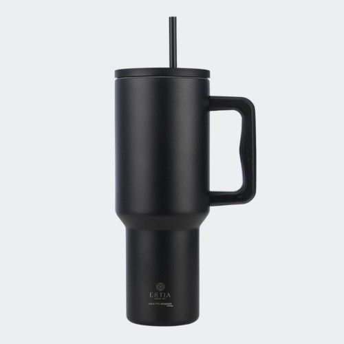 Estia 01-32180 Straw Tumbler Θερμός 1200ml Save The Aegean Midnight Black *