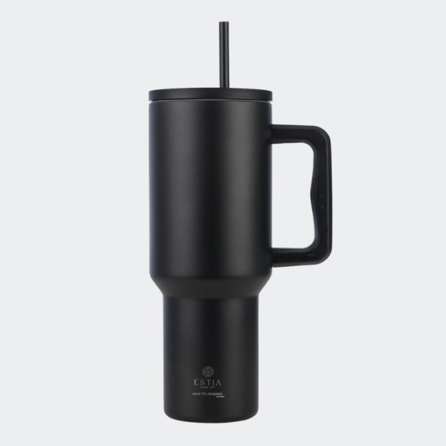 Estia 01-32180 Straw Tumbler Θερμός 1200ml Save The Aegean Midnight Black *