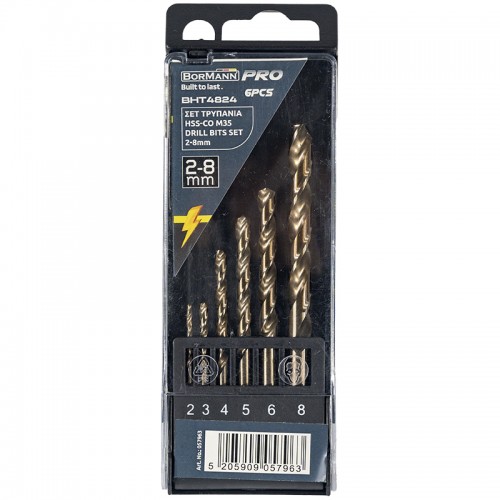 BORMANN Pro BHT4824 Σετ Τρυπάνια HSS-Co M35 6τεμ 2-8mm