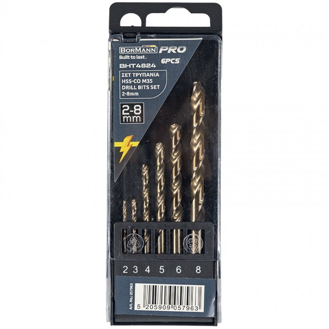 BORMANN Pro BHT4824 Σετ Τρυπάνια HSS-Co M35 6τεμ 2-8mm
