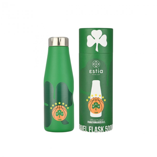 Estia 00-27193 Travel Flask Μπουκάλι Θερμός Ανοξείδωτο BPA Free Panathinaikos BC 500ml *