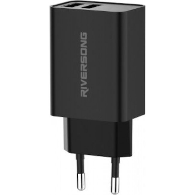 Riversong SafeKub D2 2.4A Dual Travel Charger 35W (AD29) 2xUSB-A Wall Charger Black