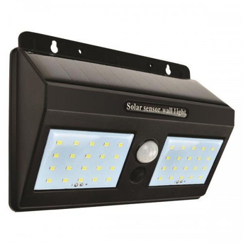 Eurolamp 145-20811 IP65 Επιτοίχιο Ηλιακό Φωτιστικό 1.2W Ψυχρό Λευκό Με Αισθητήρα Κίνησης και Φωτοκύτταρο 