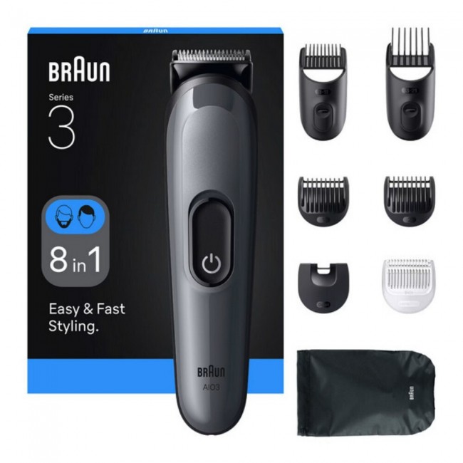 Braun Series 3 AIO3540 Επαναφορτιζόμενη Κουρευτική Μηχανή Γκρι 