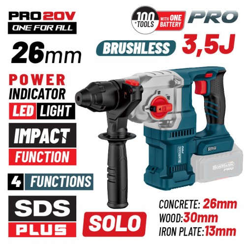 Bormann BBP5315 Σκαπτικό Πιστολέτο Μπαταρίας Brushless 20V Solo με Υποδοχή SDS Plus *