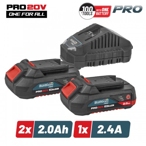 BORMANN Pro BBP9922 Starter Kit Μπαταρίες 2x2.0Ah & Φορτιστής 2.4Α  *