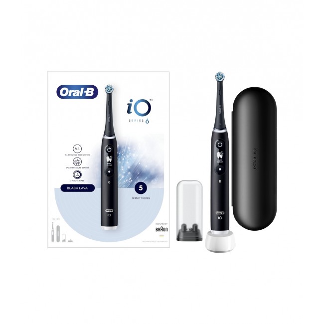 Oral-B iO Series 6 Ηλεκτρική Οδοντόβουρτσα με Χρονομετρητή, Αισθητήρα Πίεσης και Θήκη Ταξιδίου Black Lava Oral-B iO Series 6 Ηλεκτρική Οδοντόβουρτσα με Χρονομετρητή, Αισθητήρα Πίεσης και Θήκη Ταξιδίου Black Lava