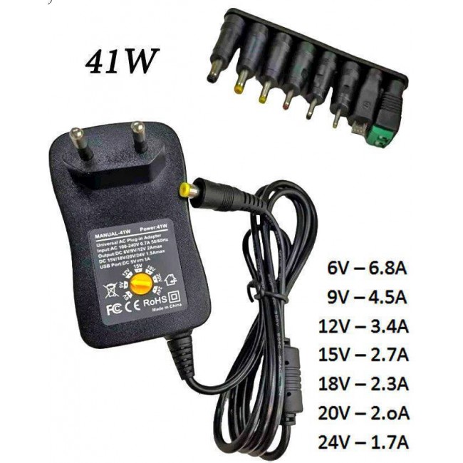 ATC Ρυθμιζόμενο Universal Τροφοδοτικό 6 έως 24V 6.8A 41W με 8 βύσματα (05.007.0053) *