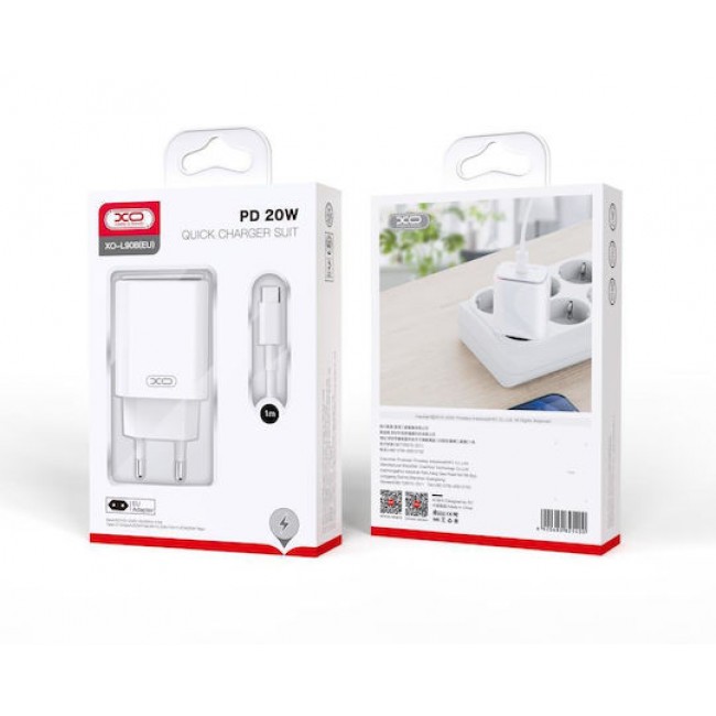 XO L90B EU PD20W Γρήγορος Φορτιστής με Type-C καλώδιο (NB-Q189A)