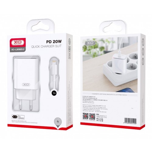 XO L90B EU PD20W Γρήγορος Φορτιστής με Καλώδιο Lightning (NB-Q189A)