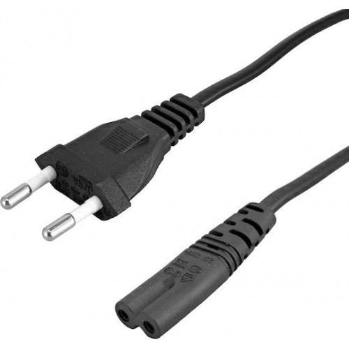 POWERTECH CAB-P040 καλώδιο τροφοδοσίας, copper, 2x 0.75mm, 1.5m, μαύρο