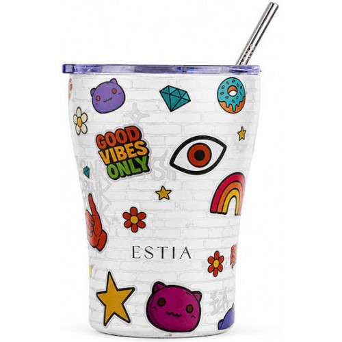 Estia  01-48761 Coffee Mug Save The Aegean Ανακυκλώσιμο Ποτήρι Θερμός Ανοξείδωτο BPA Free 350ml Urban Vibes με Καλαμάκι *