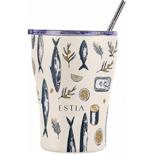 Estia 01-48976 Coffee Mug Save The Aegean Ανακυκλώσιμο Ποτήρι Θερμός Ανοξείδωτο BPA Free 350ml Salt Life με Καλαμάκι *
