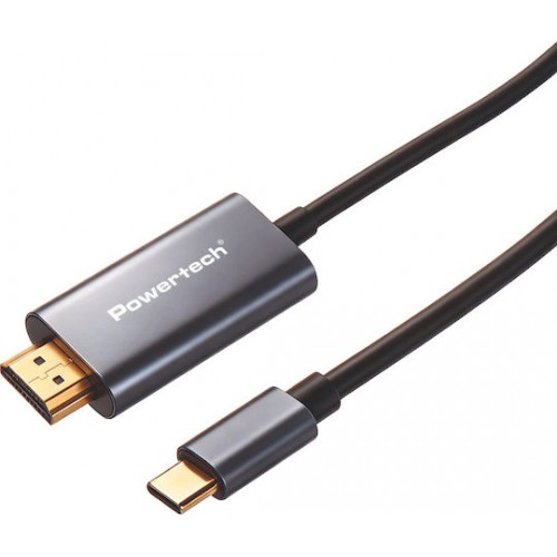 POWERTECH PTR-0209 καλώδιο USB-C σε HDMI PTR-0209, 4K/30Hz, 10 Gbps, 1m, μαύρο