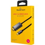 POWERTECH PTR-0209 καλώδιο USB-C σε HDMI PTR-0209, 4K/30Hz, 10 Gbps, 1m, μαύρο