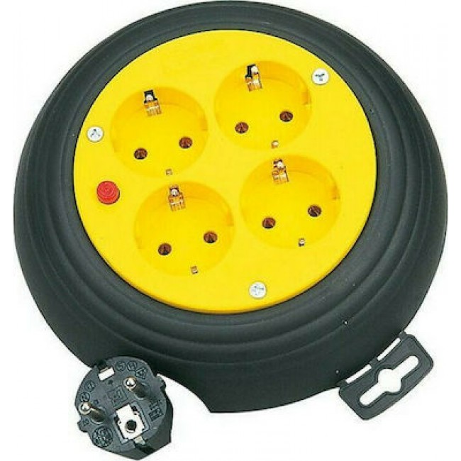 Eurolamp 147-47040 Μπαλαντέζα Μαύρη Καρούλι Κλειστού Τύπου 4 Θέσεων με Καλώδιο 3m 3x1.5mm² 