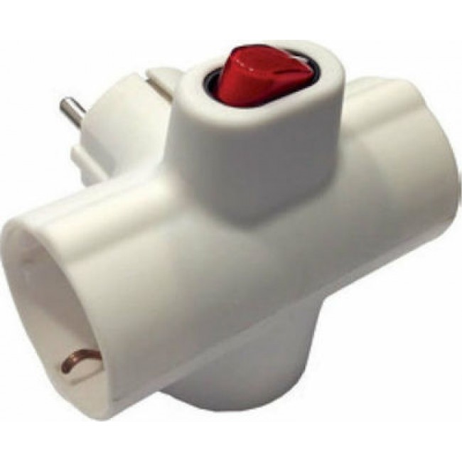 Eurolamp 147-10019 Ταφ 3 Θέσεων με Διακόπτη Λευκό 