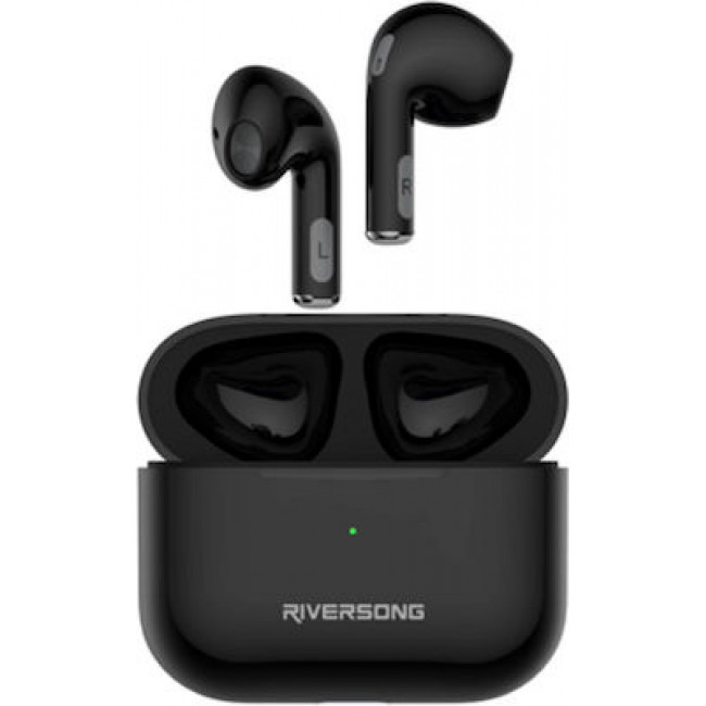 Riversong EA208B Μαύρα Air Mini Pro Earbud Bluetooth Handsfree Ακουστικά με Θήκη Φόρτισης 