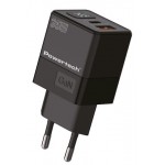 POWERTECH PT-1499 φορτιστής τοίχου με οθόνη, USB/USB-C, 35W, GaN, μαύρος