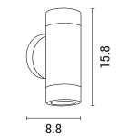 Eurolamp 145-82056 Γκρι Στρογγυλή Πλαστική Απλίκα Τοίχου Up-Down IP65 GU10 