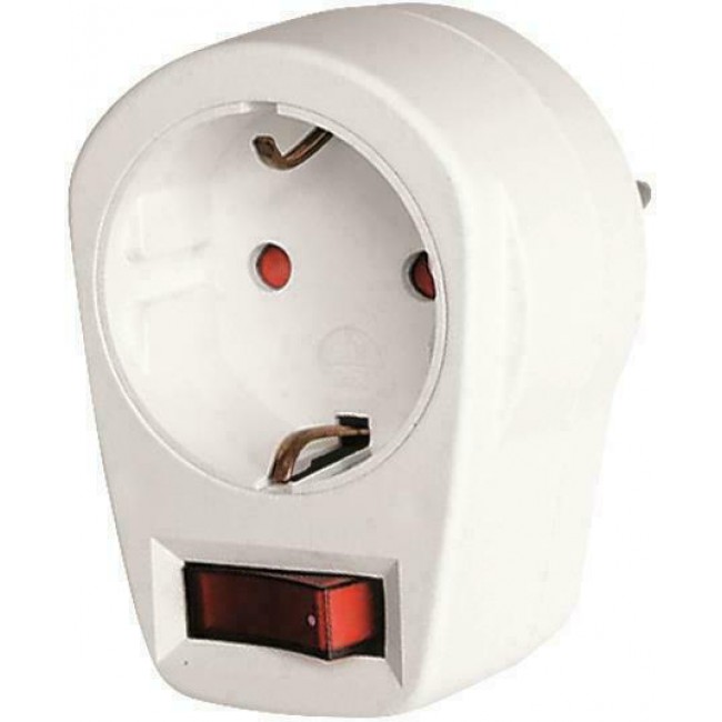 Eurolamp 147-10010 Μονή Εξωτερική Πρίζα Ρεύματος με Διακόπτη Λευκή