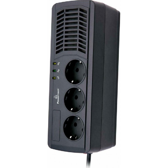 Powertech PT-AVR1000I Compact Σταθεροποιητής Τάσης 1000VA με 3 Πρίζες Ρεύματος*