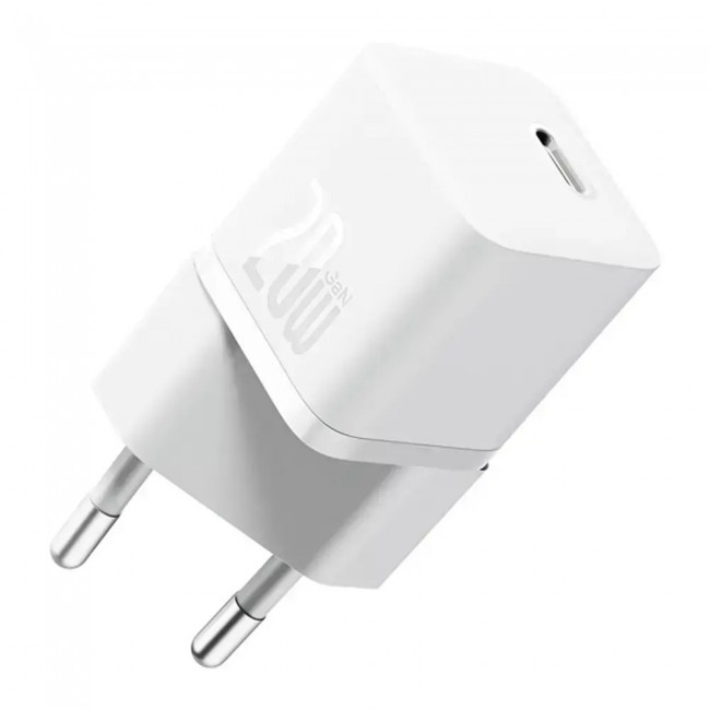 Baseus Λευκός  Φορτιστής Χωρίς Καλώδιο με Θύρα USB-C 20W Power Delivery / Quick Charge 5.0 (GaN5 1C) (40407) ***