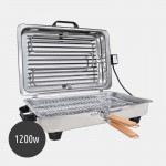 Roller Kappatos 20207 INOX Επιτραπέζια Ηλεκτρική Ψησταριά Σχάρας 1200W με Καπάκι & INOX Διπλή Σχάρα 38x24,5cm 
