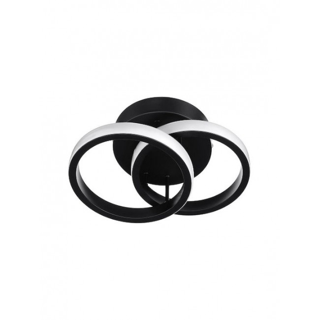 Powertech HLL-0081 Μαύρη Μοντέρνα Πλαστική Πλαφονιέρα Οροφής με Ενσωματωμένο LED 24.5cm ***