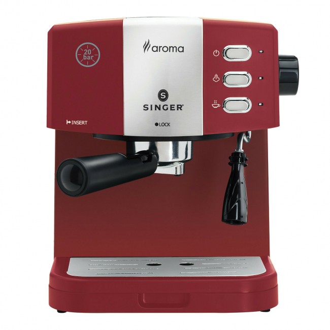 Singer Aroma ES-851R Κόκκινη Μηχανή Espresso 850W Πίεσης 20bar ***